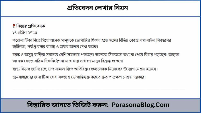 প্রতিবেদন লেখার নিয়ম