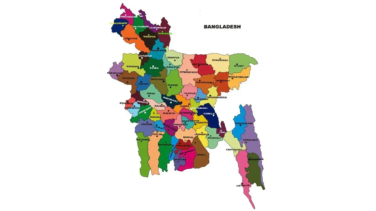 বাংলাদেশের ৬৪ জেলার মানচিত্র ও নামের সম্পূর্ণ তালিকা 1 বাংলাদেশের ৬৪ জেলার মানচিত্র