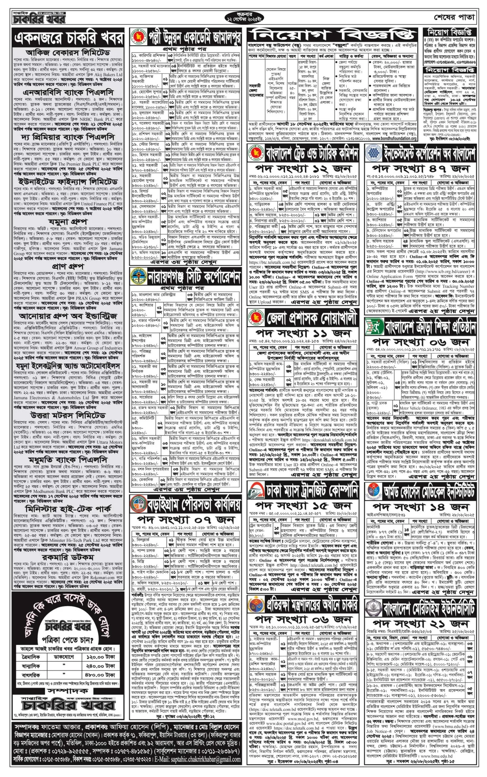 Chakrir Dak Potrika 19 September 2025 With PDF Download - সাপ্তাহিক চাকরির ডাক পত্রিকা 4 saptahik chakrir khobor 12 september 2025 page 4 scaled